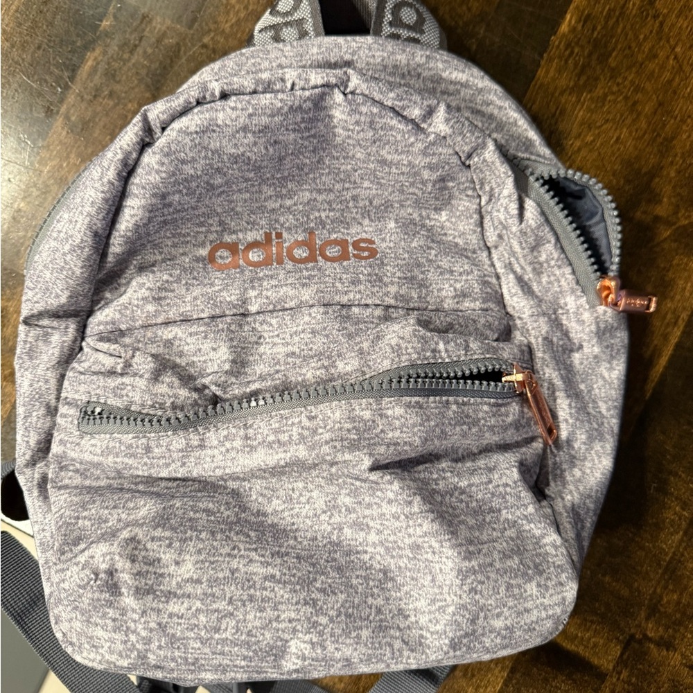 Adidas Gray Backpack with Rosegold Accents.